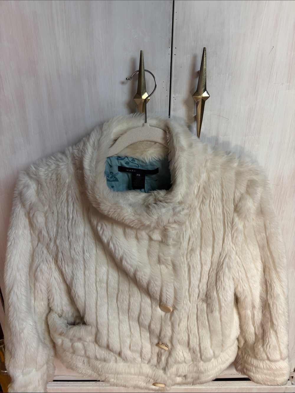 Marc Jacob Vintage Ivory Faux Fur Women's Jacket - Cozy Short Coat